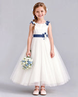 Navy Blue Ball Gown Flower Girl Dress Front
