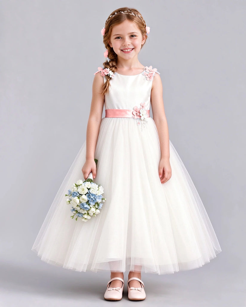 Pink Ball Gown Flower Girl Dress Front