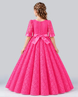 Hot Pink Ball Gown Girls Formal Dress Back [Shared]