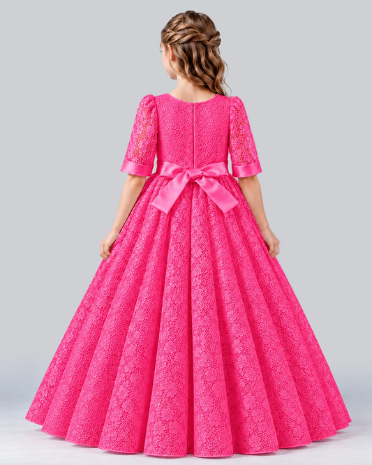 Hot Pink Ball Gown Girls Formal Dress Back [Shared]