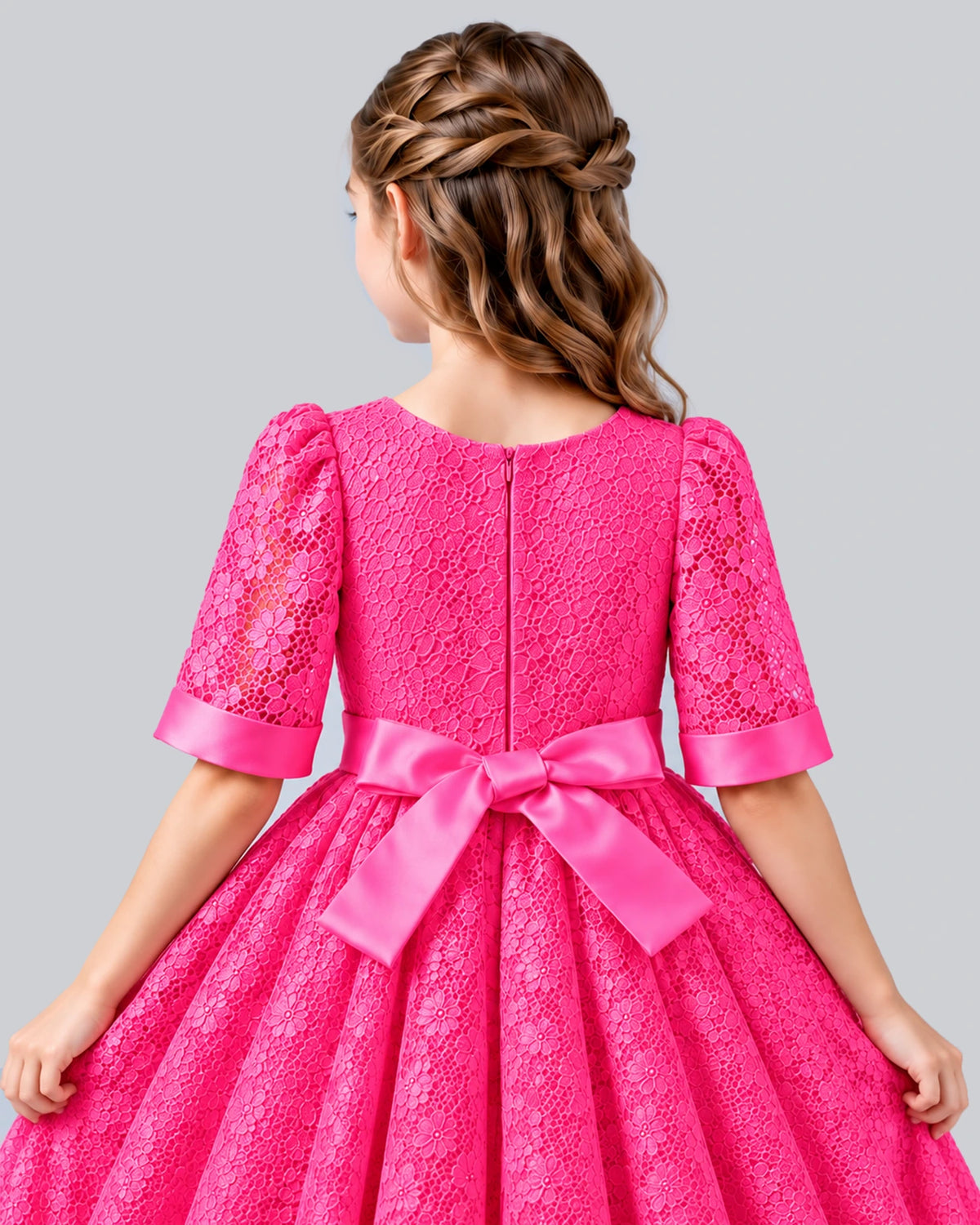 Hot Pink Ball Gown Girls Formal Dress Back_Detail [Shared]