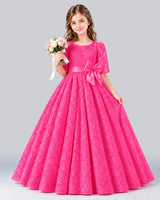 Hot Pink Ball Gown Girls Formal Dress Front