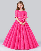 Hot Pink Ball Gown Girls Formal Dress Pose [Shared]