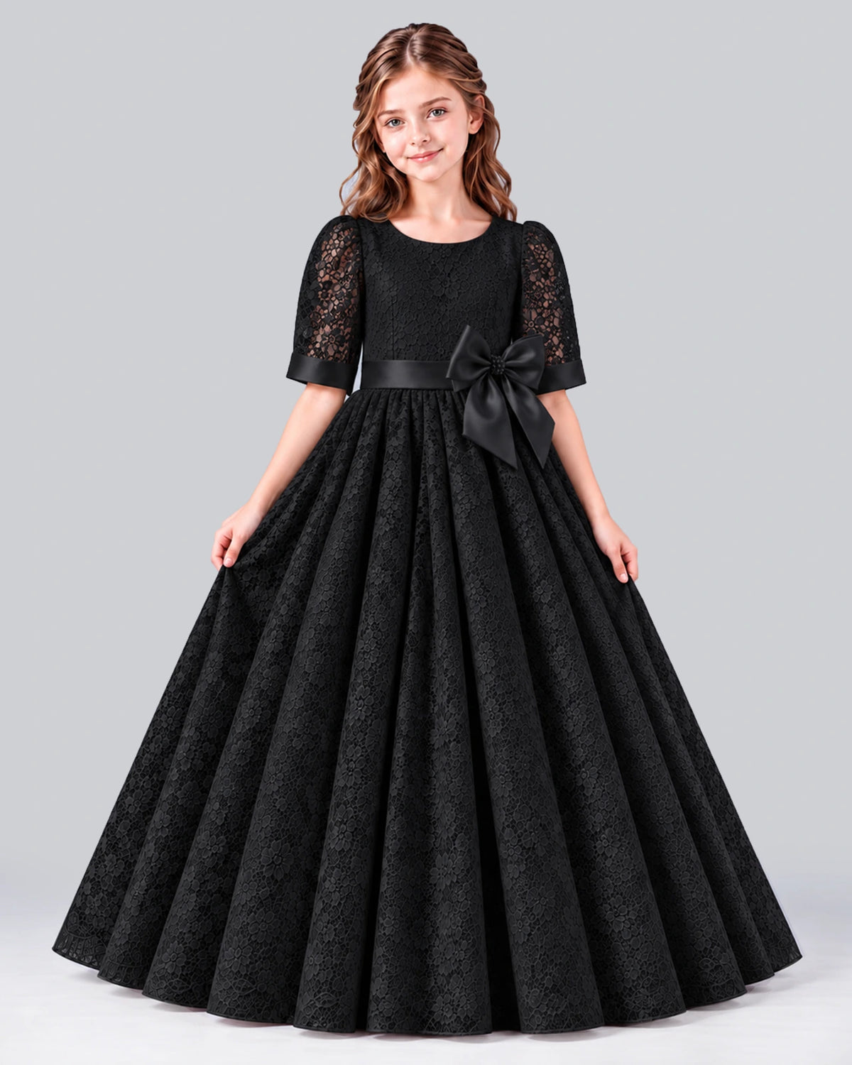 Black Ball Gown Girls Formal Dress Front