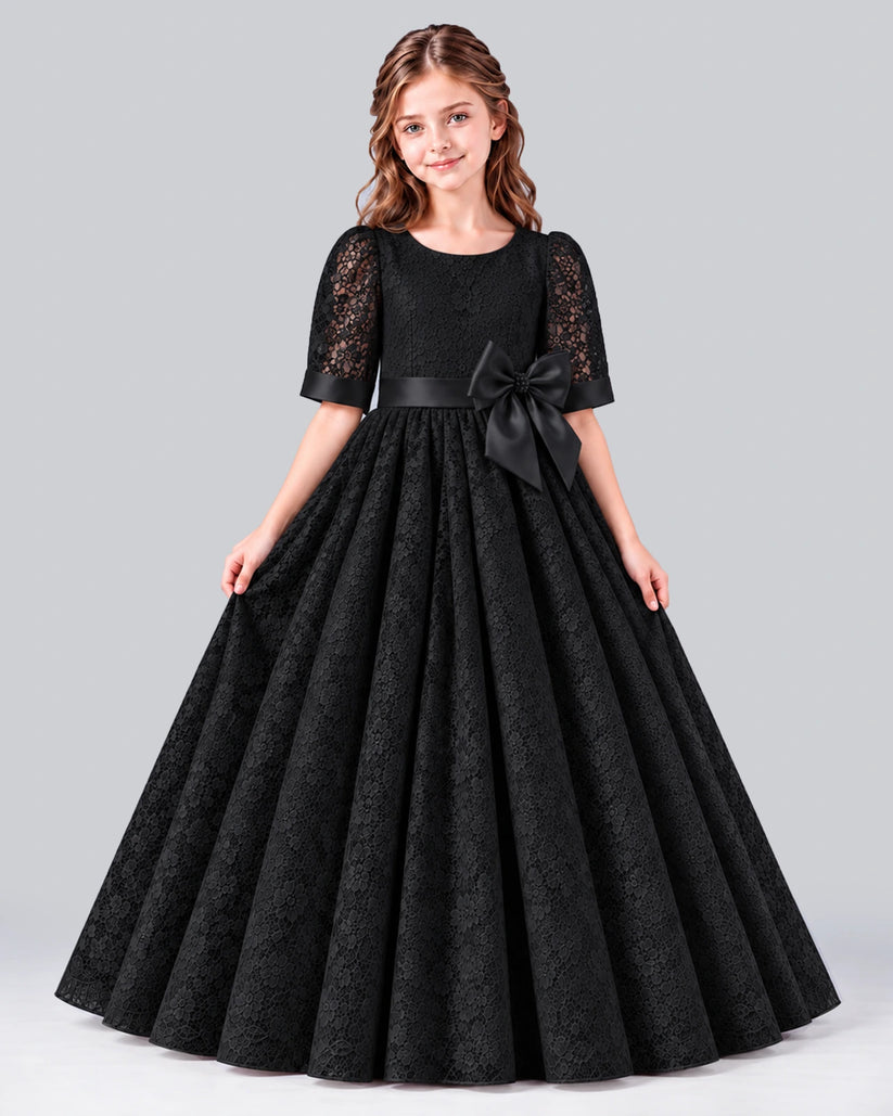 Black Ball Gown Girls Formal Dress Front