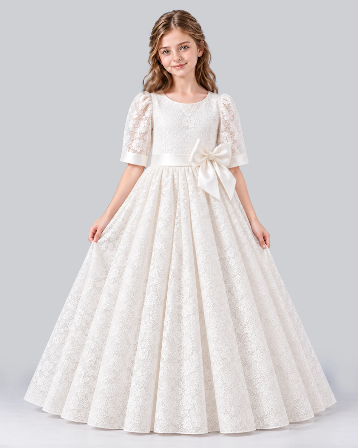 Ivory Ball Gown Girls Formal Dress Front