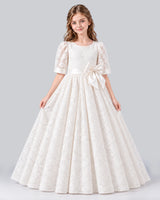 Ivory Ball Gown Girls Formal Dress Front