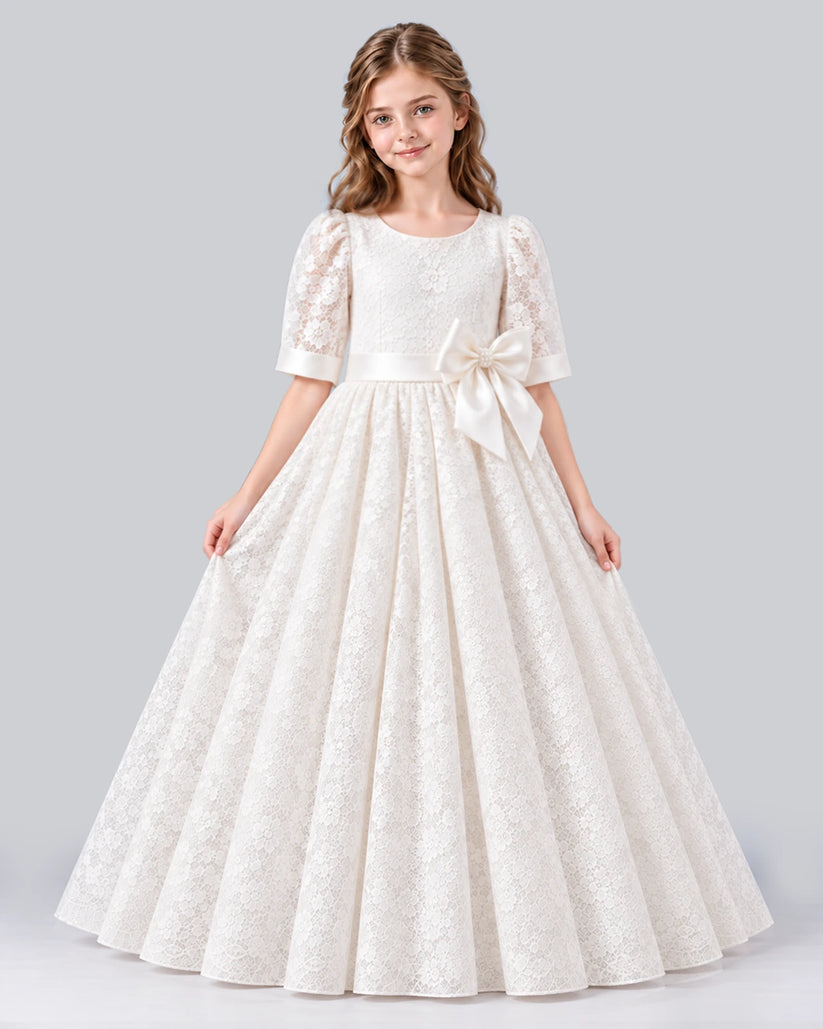Ivory Ball Gown Girls Formal Dress Front