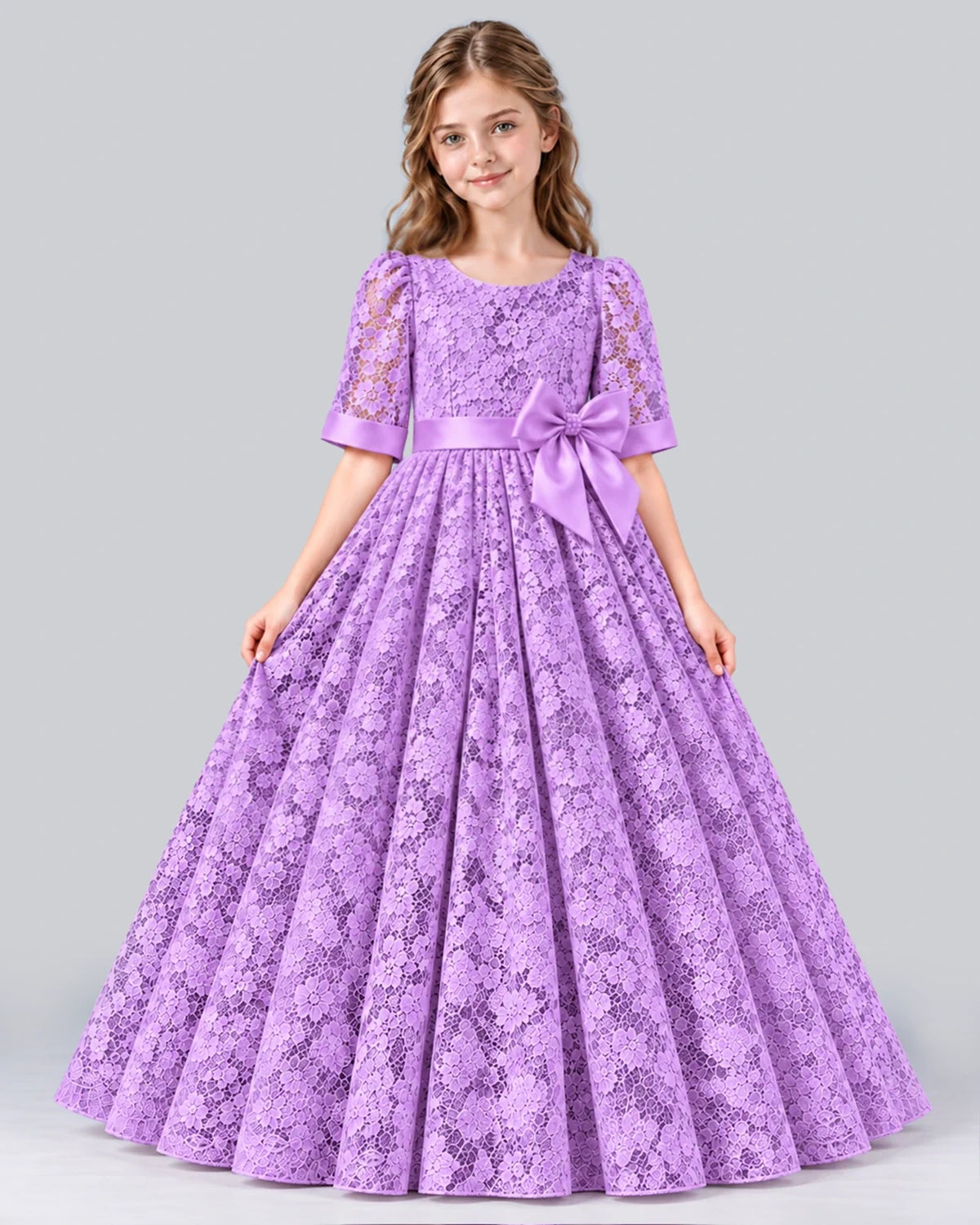 Lilac Ball Gown Girls Formal Dress Front