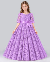 Lilac Ball Gown Girls Formal Dress Front
