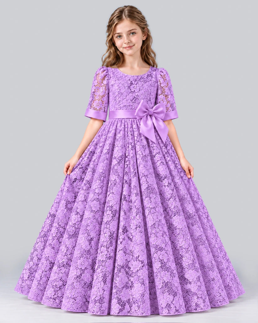 Lilac Ball Gown Girls Formal Dress Front