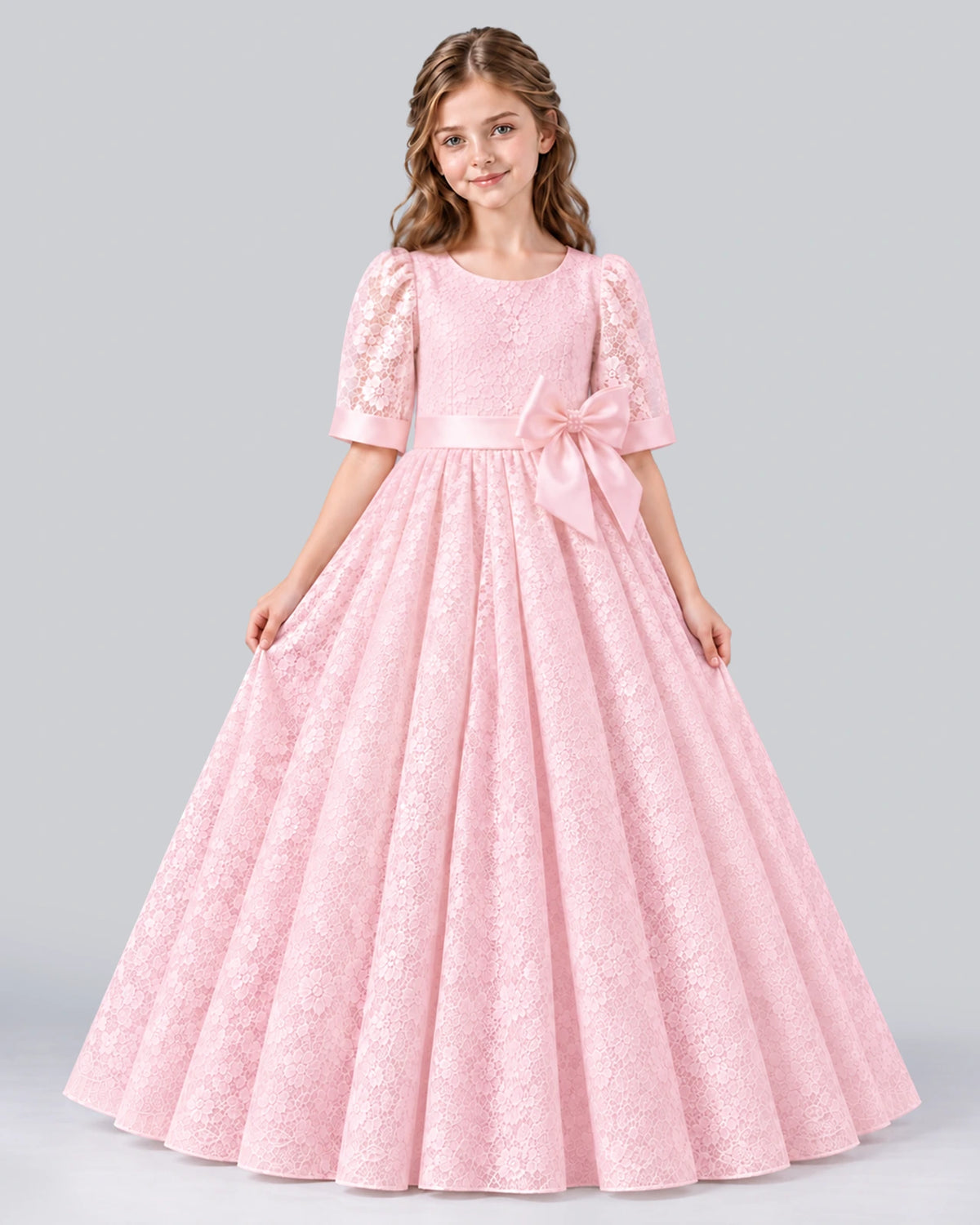 Pink Ball Gown Girls Formal Dress Front