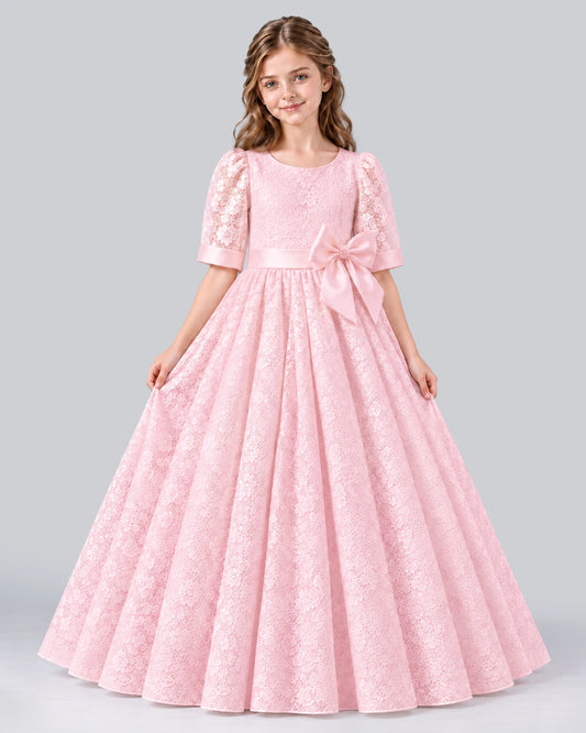 Pink Ball Gown Girls Formal Dress Front