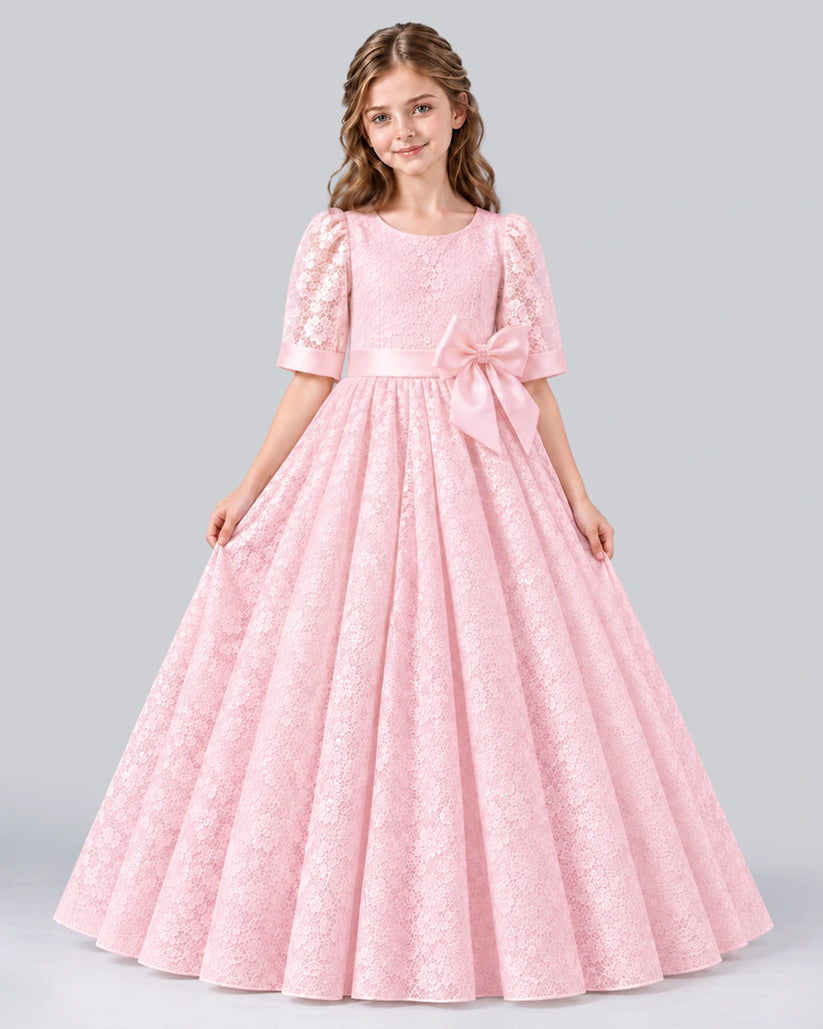 Pink Ball Gown Girls Formal Dress Front