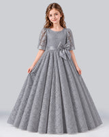 Silver Ball Gown Girls Formal Dress Front