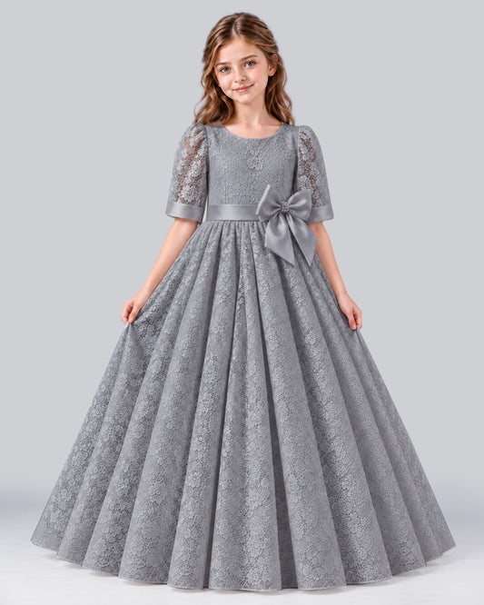 Silver Ball Gown Girls Formal Dress Front