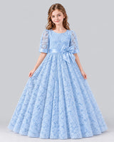 Sky Blue Ball Gown Girls Formal Dress Front