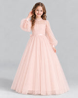 Blush Pink Ball Gown Girls Formal Dress Front