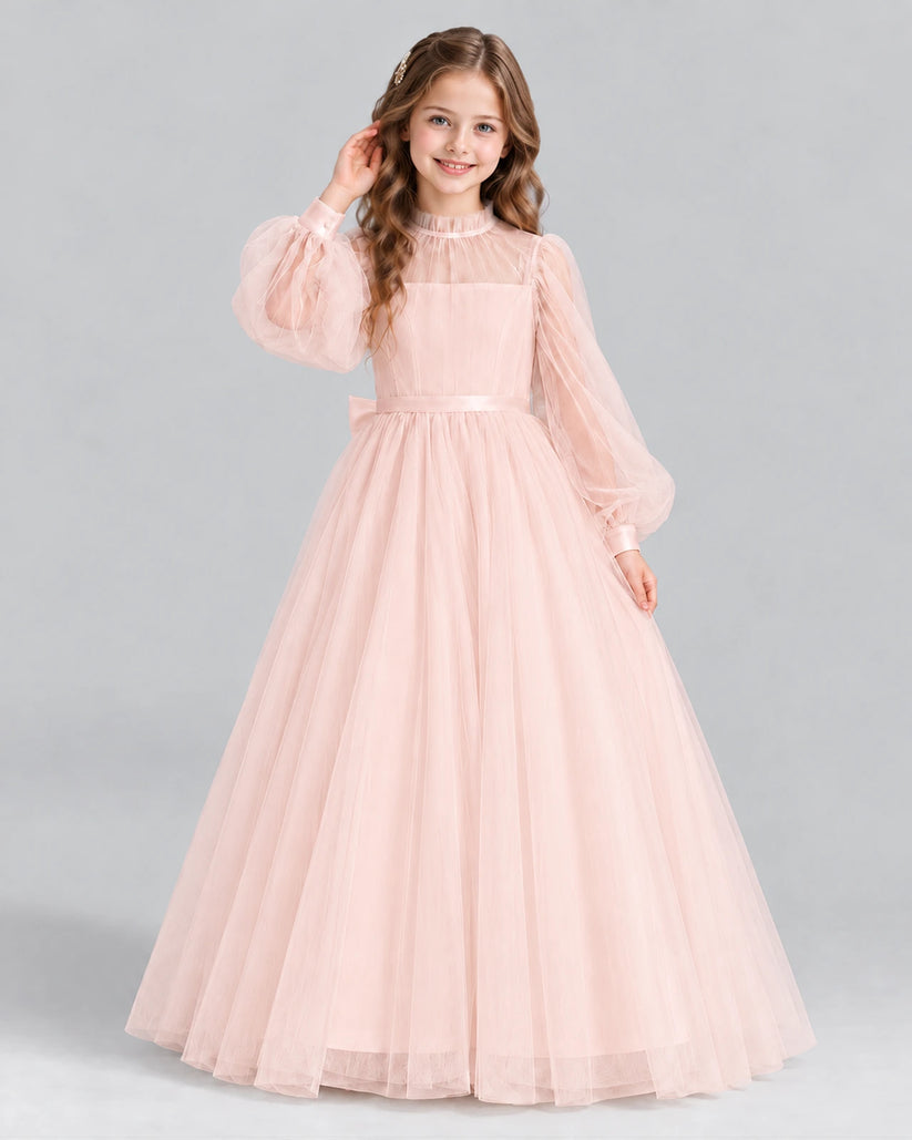 Blush Pink Ball Gown Girls Formal Dress Front