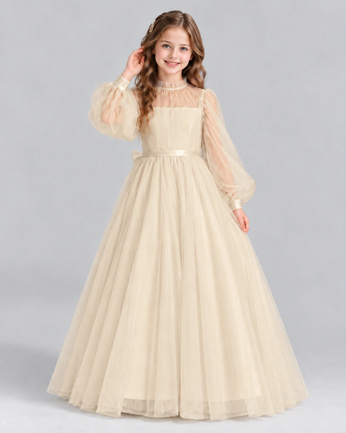 Champagne Ball Gown Girls Formal Dress Front