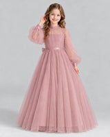 Dusty Rose Ball Gown Girls Formal Dress Front