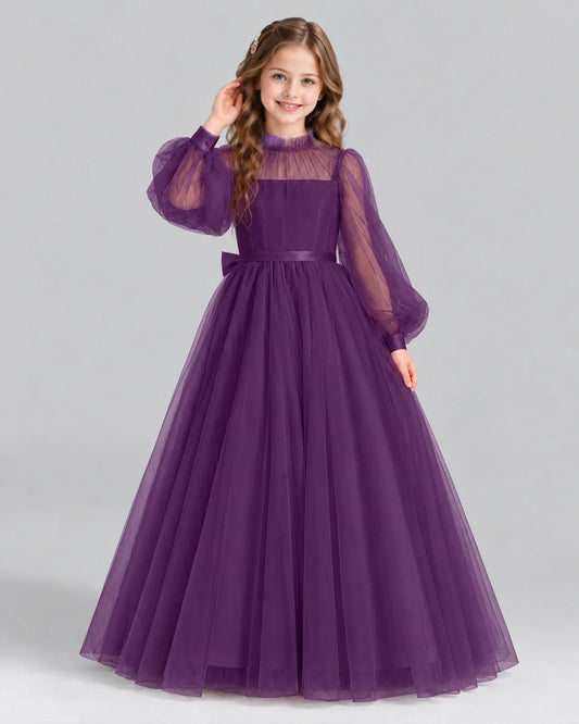 Grape Ball Gown Girls Formal Dress Front