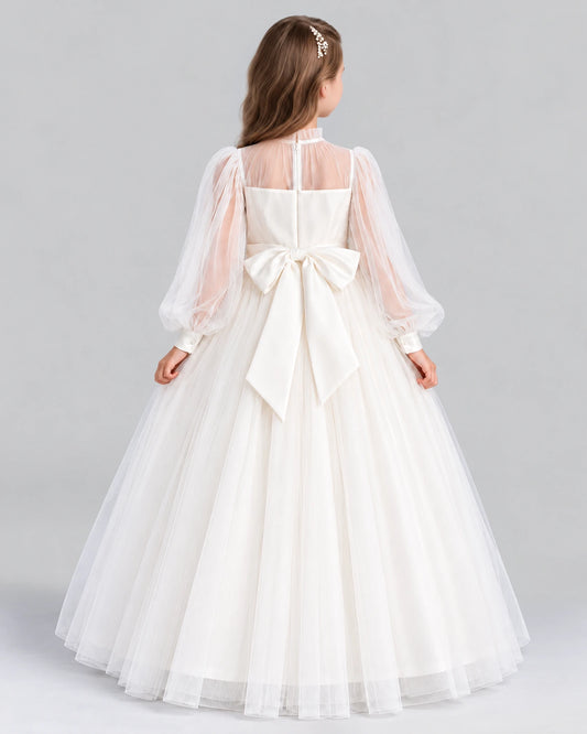 Ivory Ball Gown Girls Formal Dress Back [Shared]