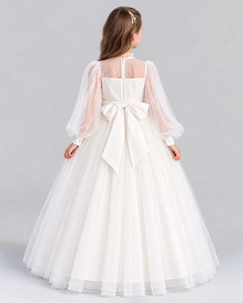 Ivory Ball Gown Girls Formal Dress Back [Shared]