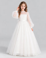 Ivory Ball Gown Girls Formal Dress Front