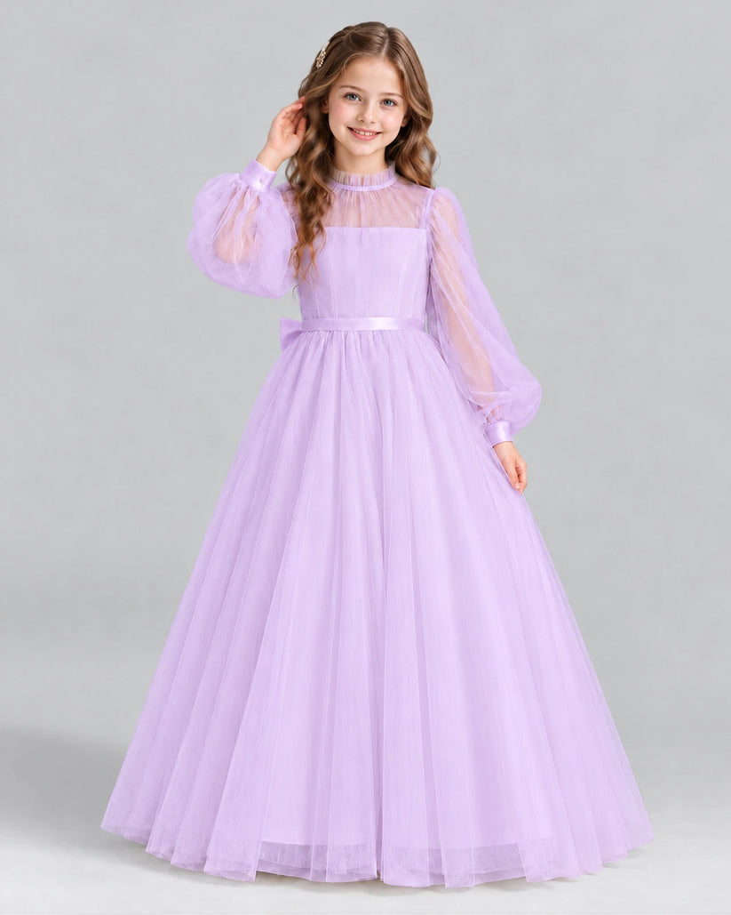 Lilac Ball Gown Girls Formal Dress Front