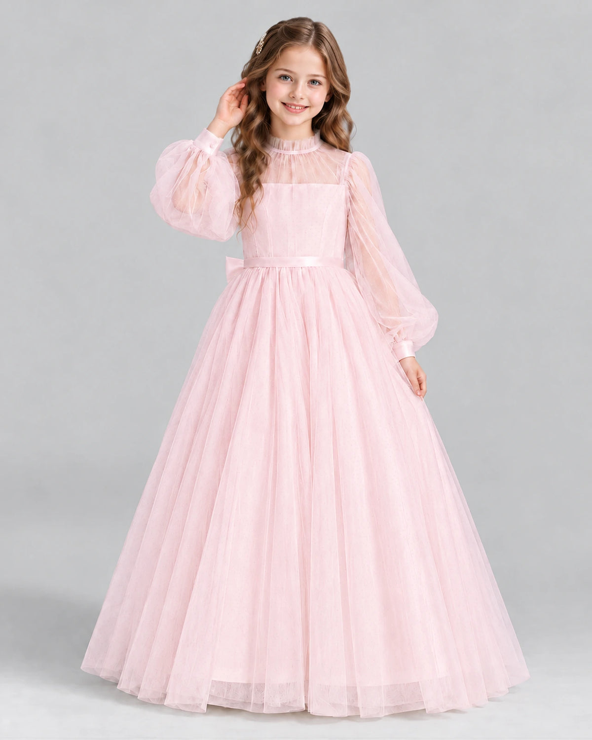 Pink Ball Gown Girls Formal Dress Front