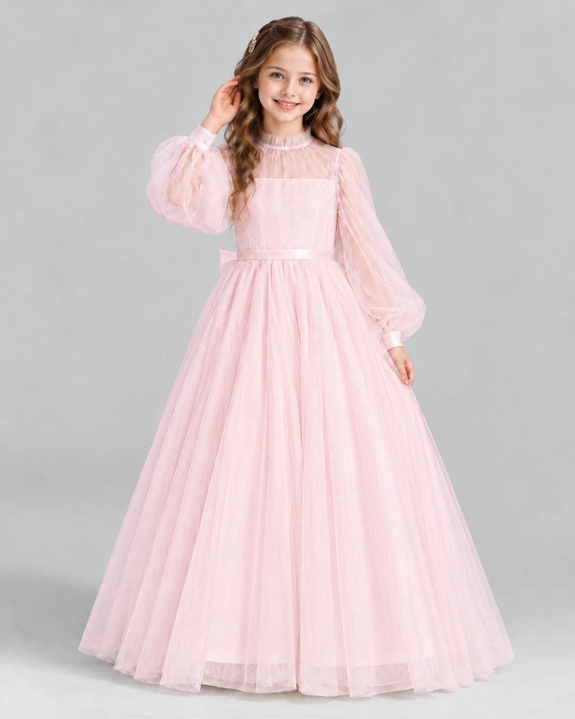 Pink Ball Gown Girls Formal Dress Front