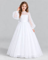White Ball Gown Girls Formal Dress Front