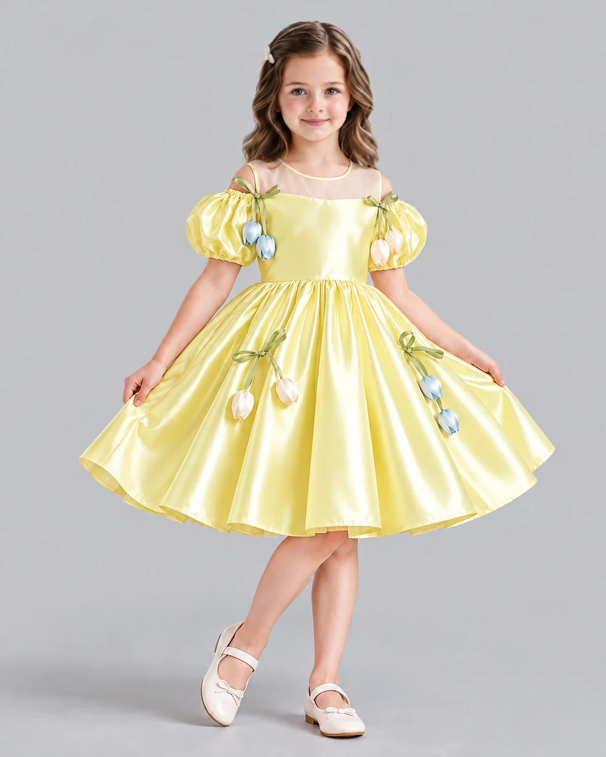 Daffodil A-line Flower Girl Dress Front