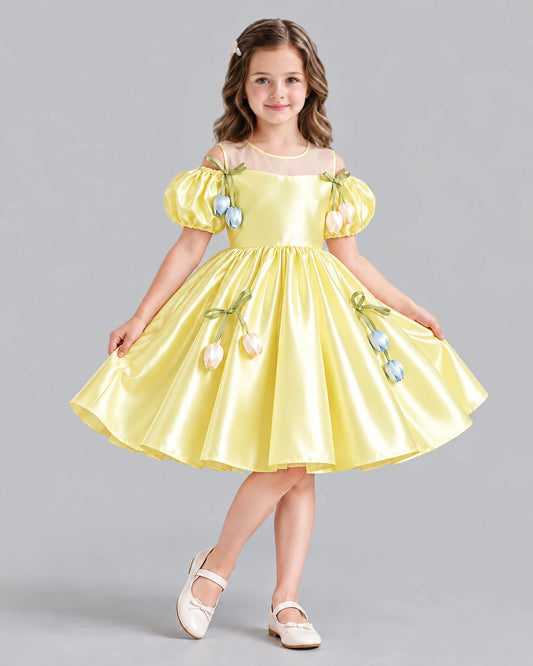 Daffodil A-line Flower Girl Dress Front