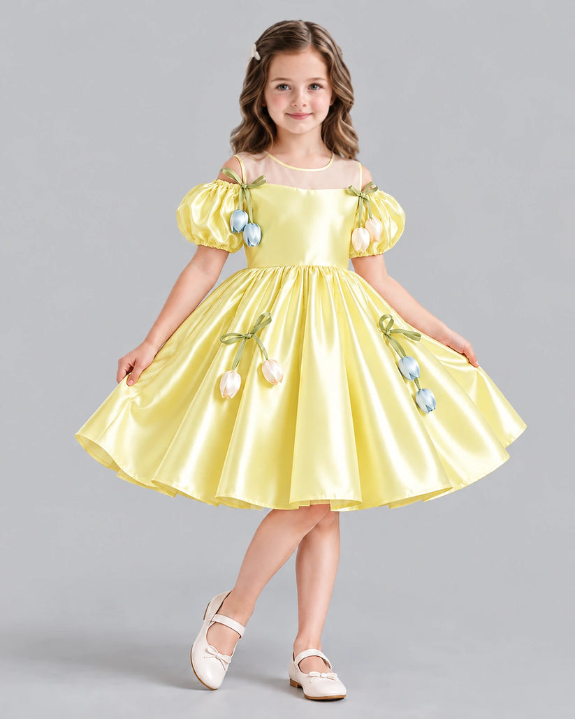 Daffodil A-line Flower Girl Dress Front