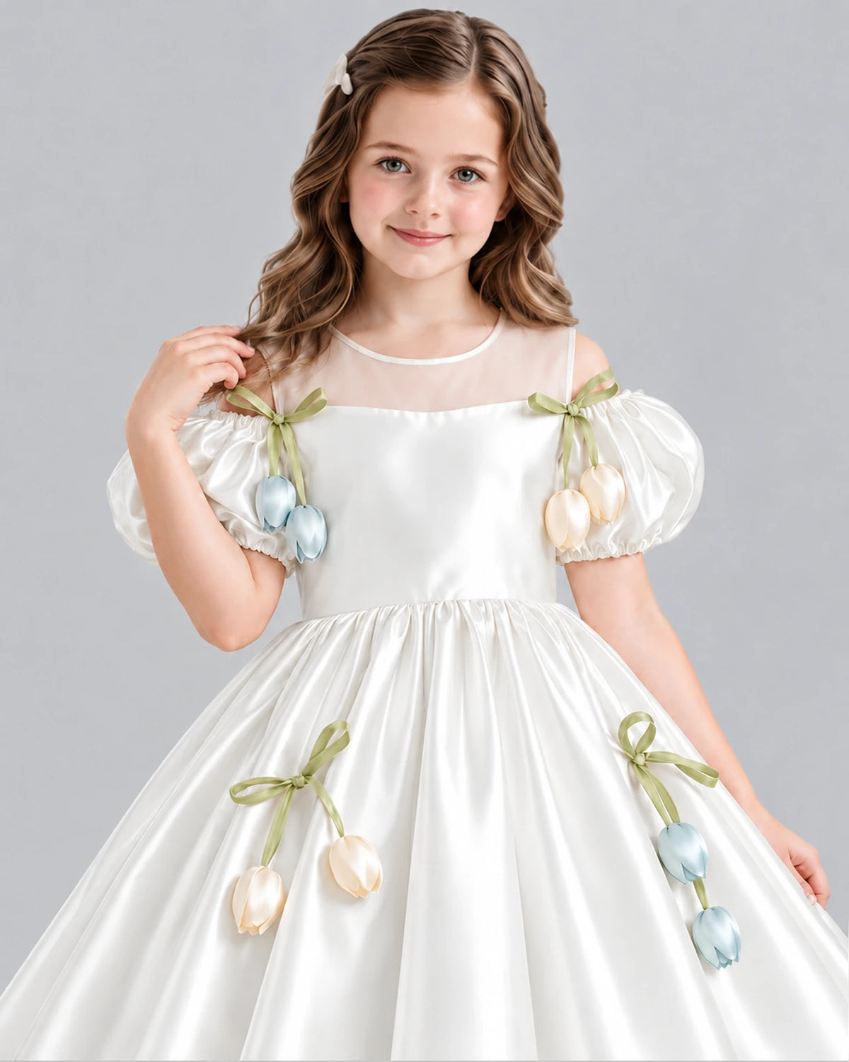Ivory A-line Flower Girl Dress Detail [Shared]