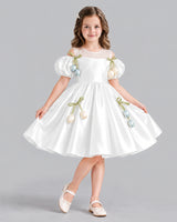 Ivory A-line Flower Girl Dress Front