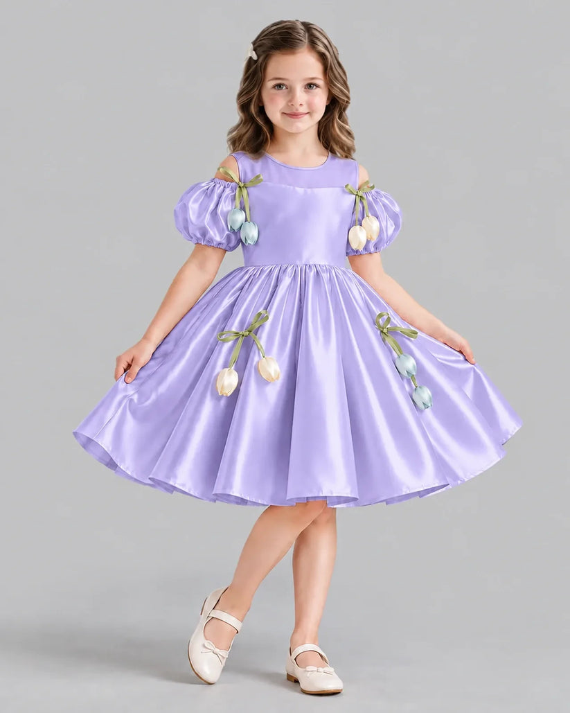 Lavender A-line Flower Girl Dress Front