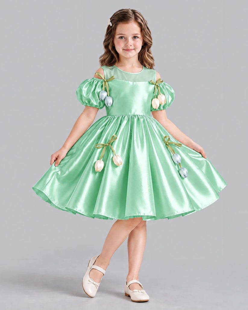Mint Green A-line Flower Girl Dress Front