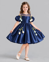 Navy Blue A-line Flower Girl Dress Front