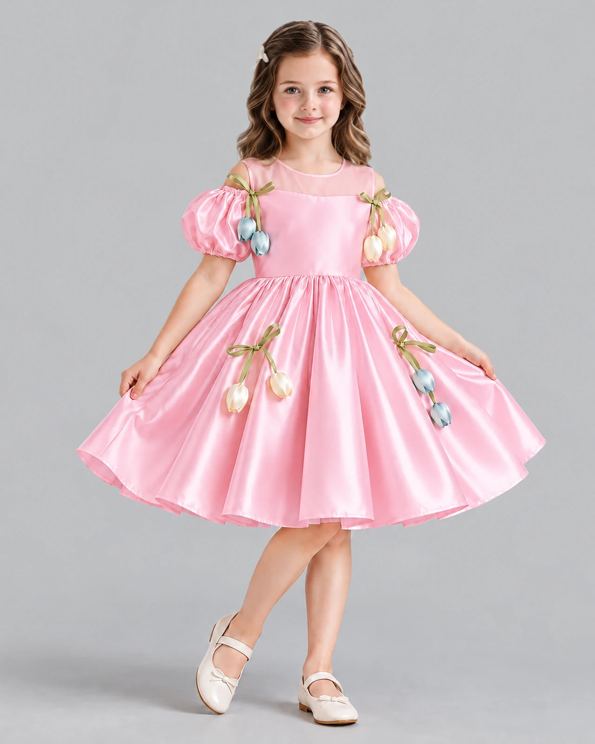 Pink A-line Flower Girl Dress Front