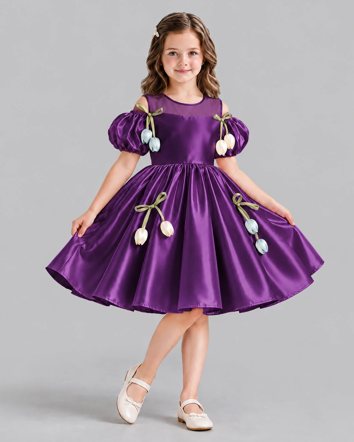 Purple A-line Flower Girl Dress Front