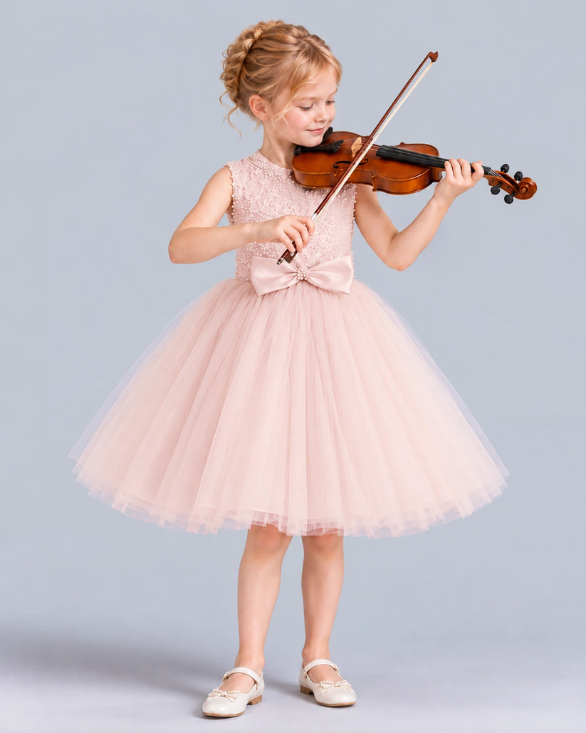 Blush Pink Ball Gown Girls Formal Dress Front