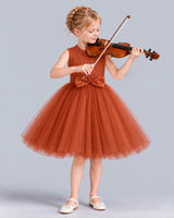Burnt Orange Ball Gown Girls Formal Dress Front