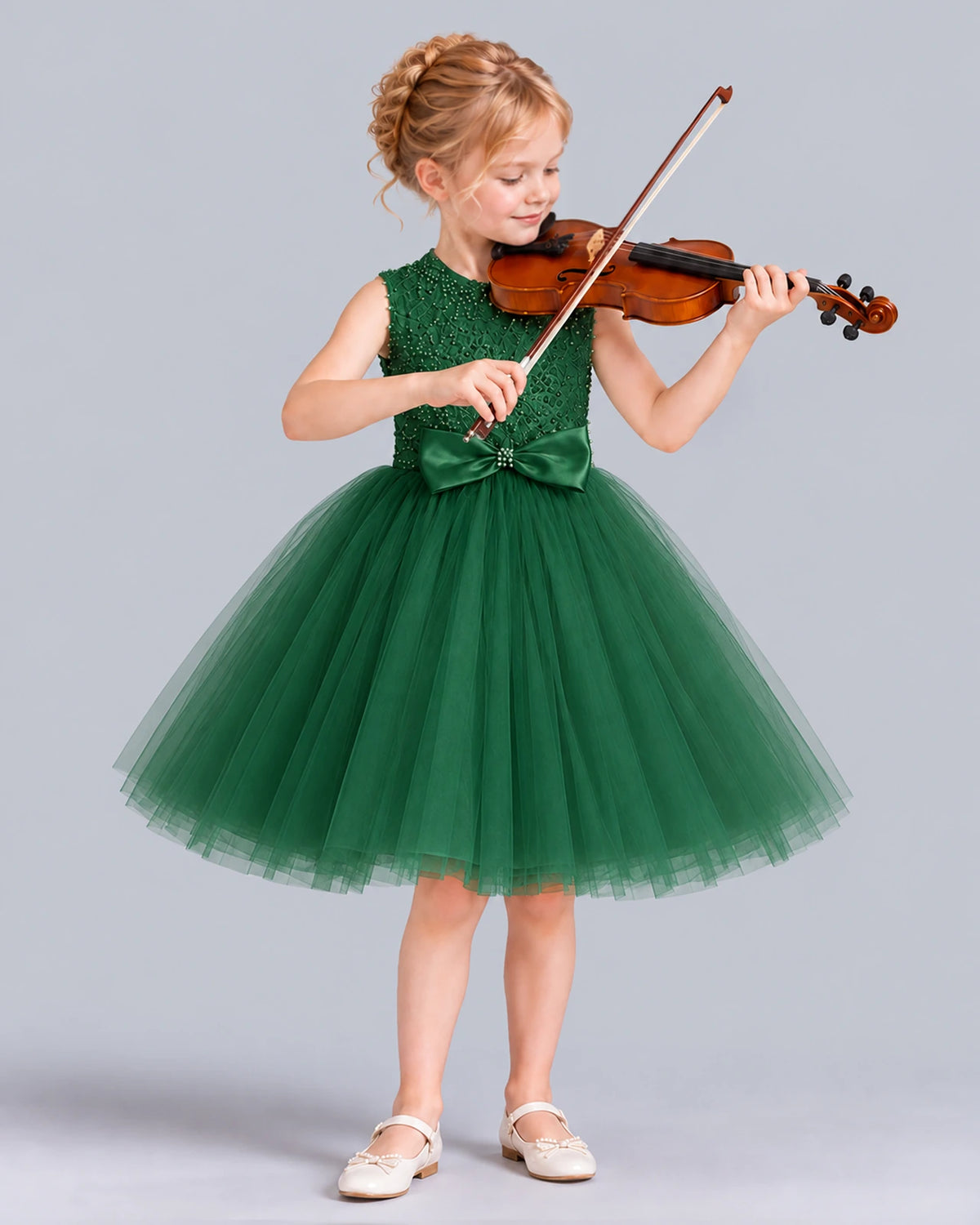 Dark Green Ball Gown Girls Formal Dress Front
