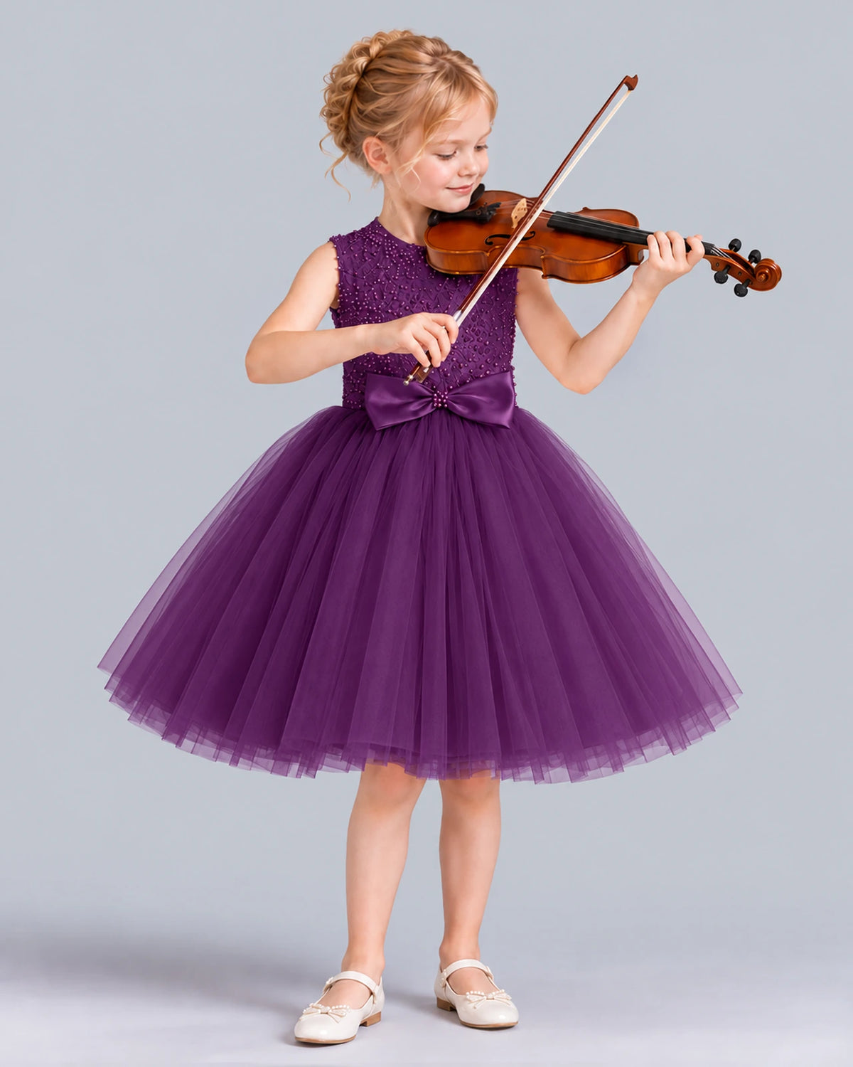 Grape Ball Gown Girls Formal Dress Front
