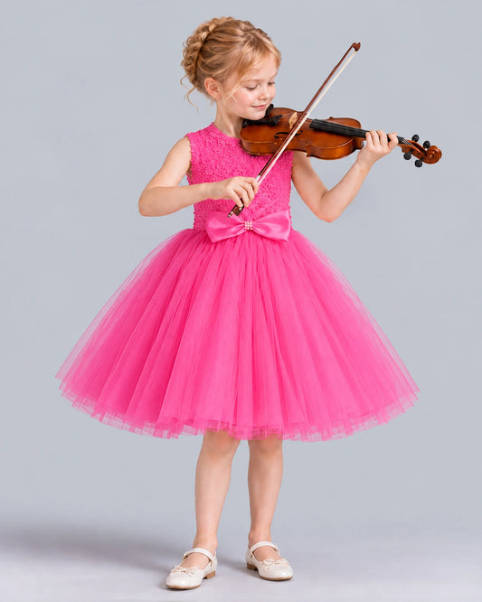 Hot Pink Ball Gown Girls Formal Dress Front