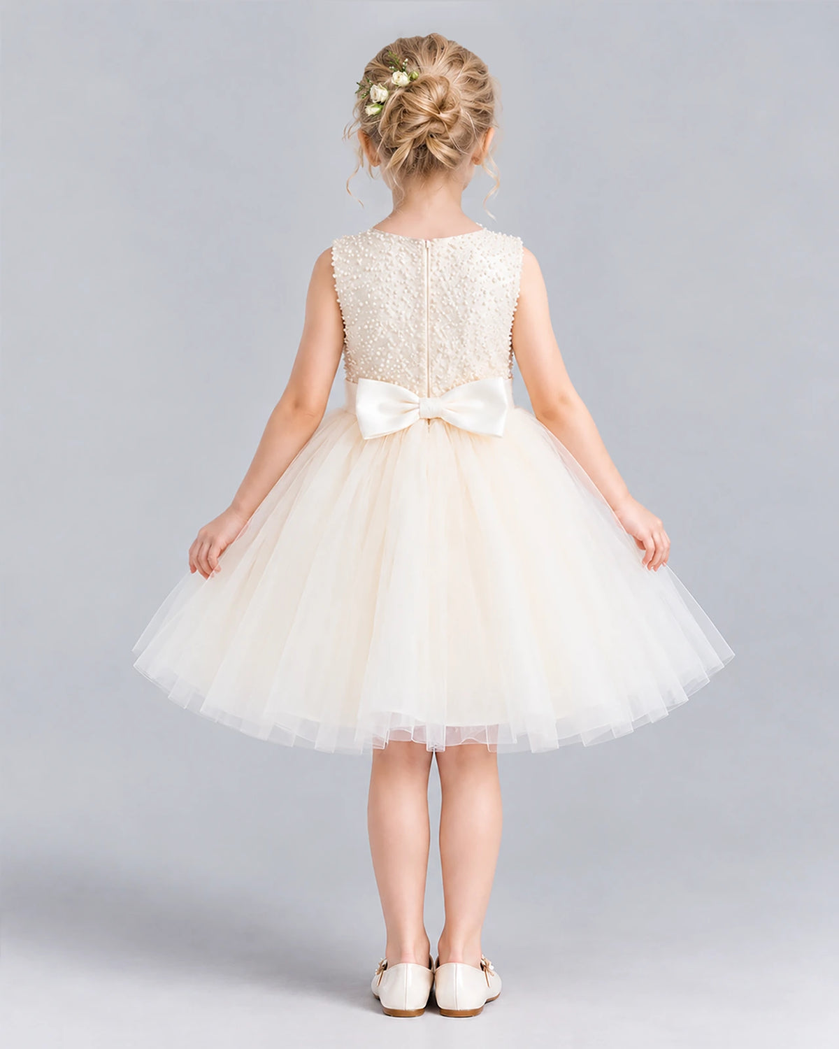 Ivory Ball Gown Girls Formal Dress Back [Shared]