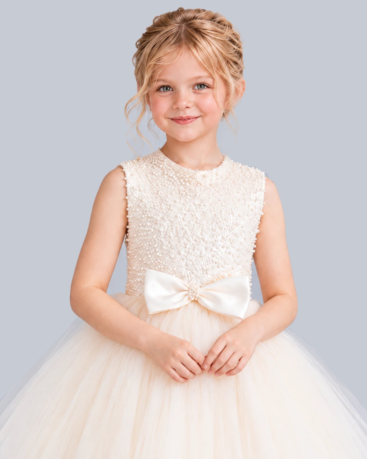 Ivory Ball Gown Girls Formal Dress Detail [Shared]